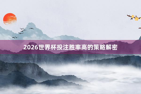 2026世界杯投注胜率高的策略解密