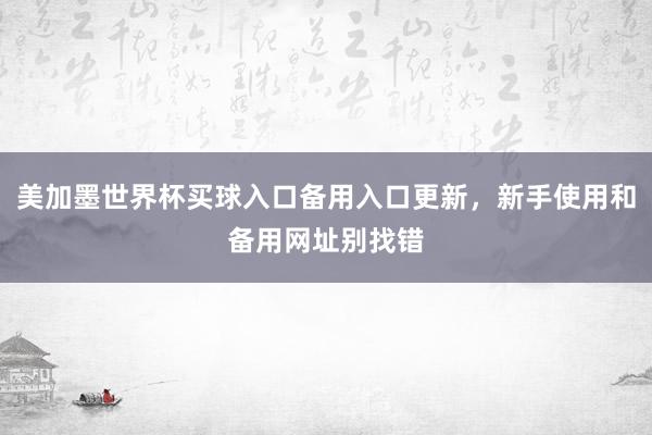 美加墨世界杯买球入口备用入口更新，新手使用和备用网址别找错